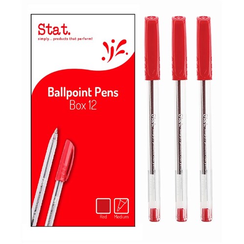 Stat Ballpoint Pen Stick 1.0mm Red Pack of 12_2